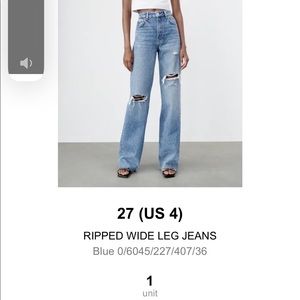 Zara Ripped Wide Leg Jean
